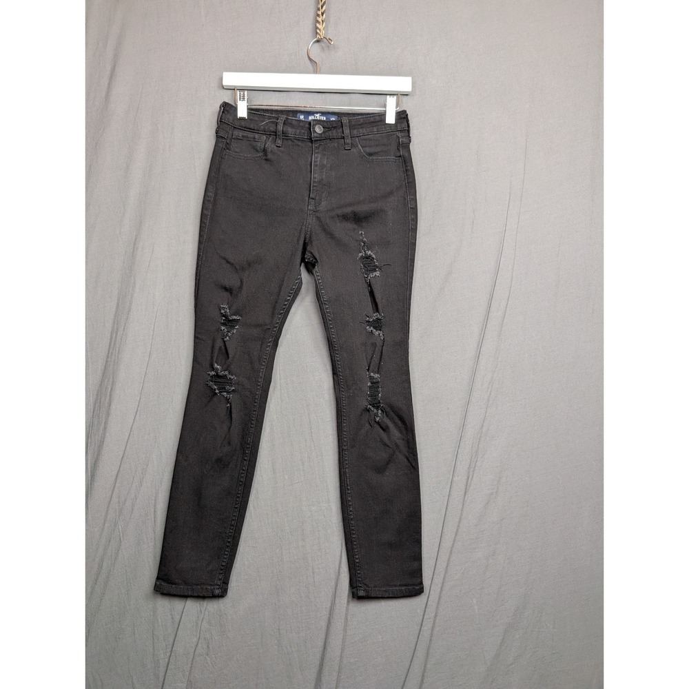 Hollister Black Distressed Hight Rise Crop Super Skinny Jeans Womens Size 5R